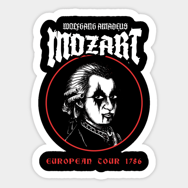 Mozart Metal Sticker by dumbshirts